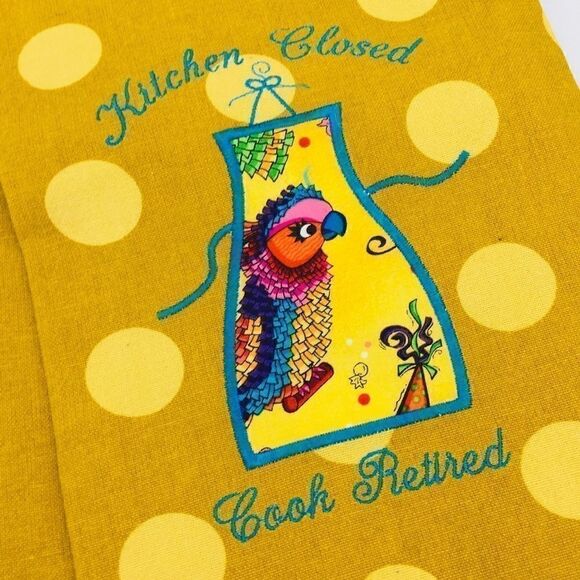 Kitchen Closed…Retired Polka Dot Parrot Tea Towel - Picture 1 of 8